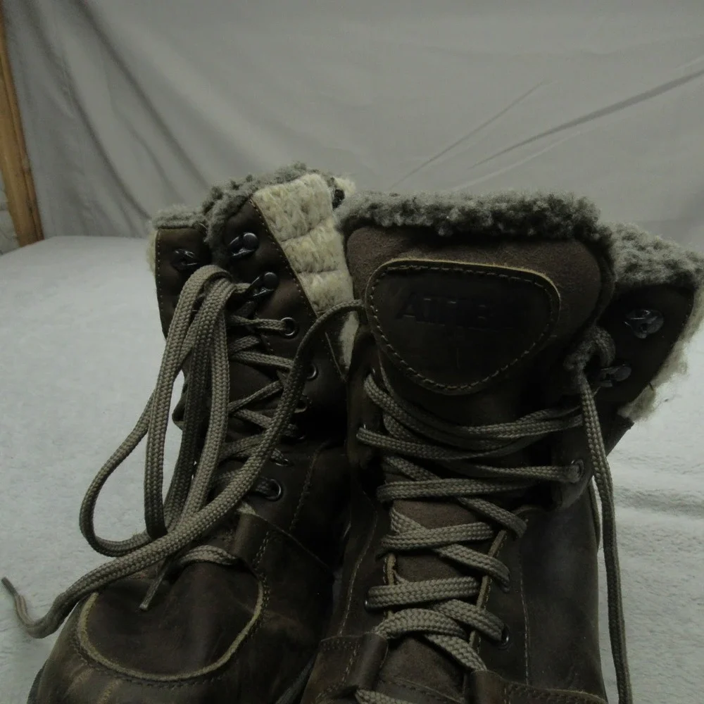 Attiba Mens 8 Winter Boot Brown Ice System Tipper Warm Wool Lining Lace Zip EU41